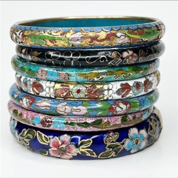 Cloisonne bangle bracelets - Picture 1 of 7